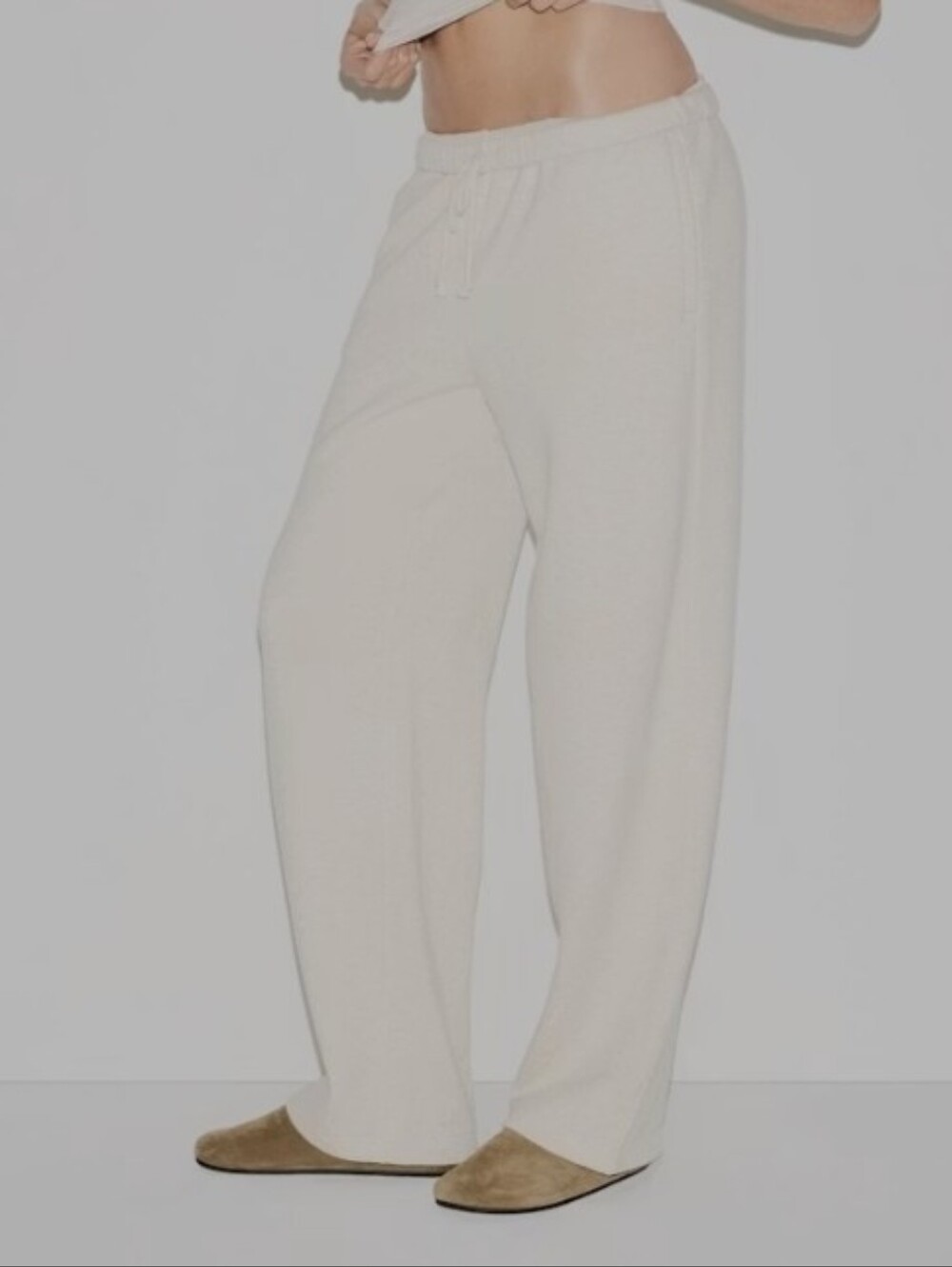 #54 SKIMS Cotton Fleece Classic Straight Leg Pant Oatmeal Heather XS - Picture 3 of 4